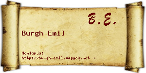 Burgh Emil névjegykártya
